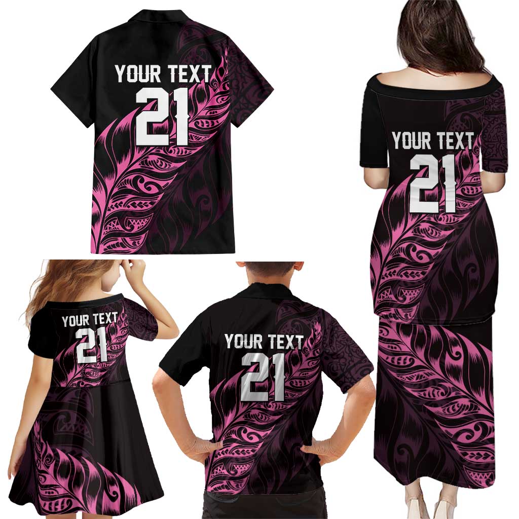 New Zealand Lawn Bowls Custom Family Matching Puletasi and Hawaiian Shirt Pink Maori Warrior Tribal Silver Fern - Aussie Hoodie