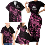New Zealand Lawn Bowls Custom Family Matching Short Sleeve Bodycon Dress and Hawaiian Shirt Pink Maori Warrior Tribal Silver Fern - Aussie Hoodie