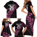 New Zealand Lawn Bowls Custom Family Matching Short Sleeve Bodycon Dress and Hawaiian Shirt Pink Maori Warrior Tribal Silver Fern - Aussie Hoodie