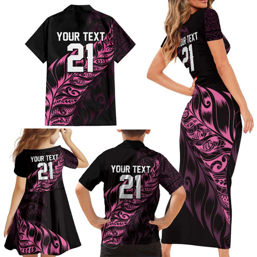 New Zealand Lawn Bowls Custom Family Matching Short Sleeve Bodycon Dress and Hawaiian Shirt Pink Maori Warrior Tribal Silver Fern - Aussie Hoodie
