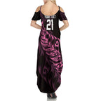 New Zealand Lawn Bowls Custom Family Matching Summer Maxi Dress and Hawaiian Shirt Pink Maori Warrior Tribal Silver Fern - Aussie Hoodie