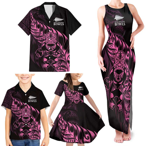 New Zealand Lawn Bowls Custom Family Matching Tank Maxi Dress and Hawaiian Shirt Pink Maori Warrior Tribal Silver Fern - Aussie Hoodie