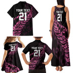 New Zealand Lawn Bowls Custom Family Matching Tank Maxi Dress and Hawaiian Shirt Pink Maori Warrior Tribal Silver Fern - Aussie Hoodie
