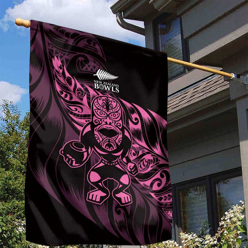 New Zealand Lawn Bowls Garden Flag Pink Maori Warrior Tribal Silver Fern - Aussie Hoodie