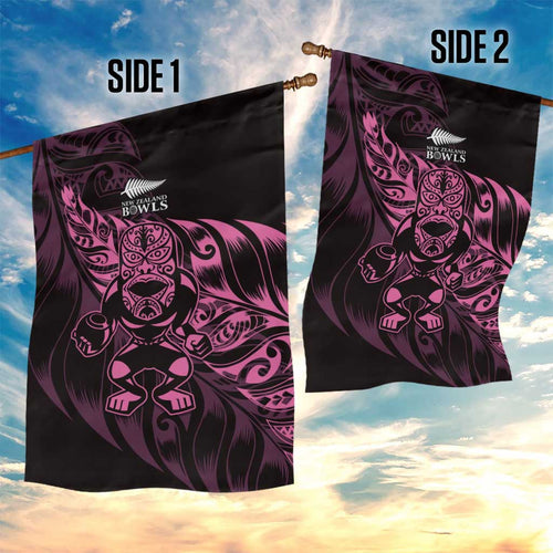 New Zealand Lawn Bowls Garden Flag Pink Maori Warrior Tribal Silver Fern - Aussie Hoodie