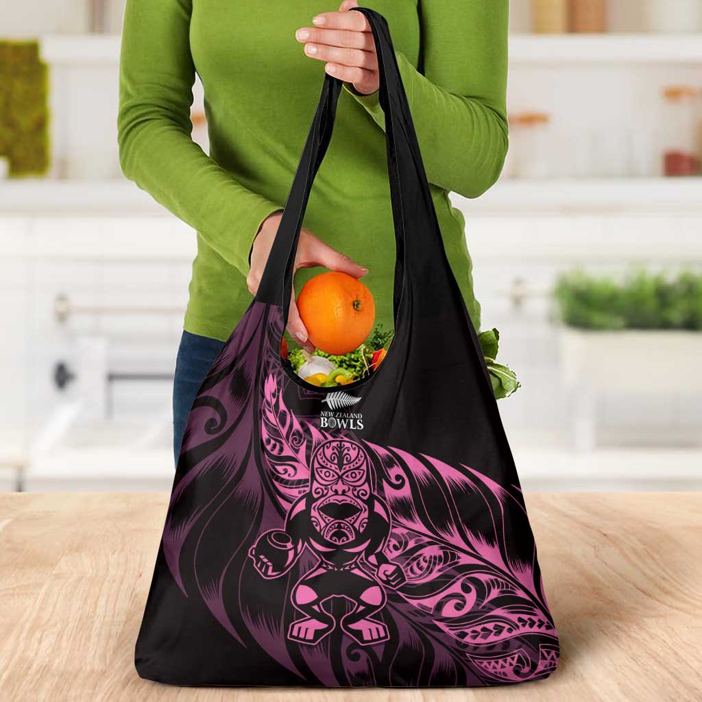 New Zealand Lawn Bowls Grocery Bag Pink Maori Warrior Tribal Silver Fern - Aussie Hoodie