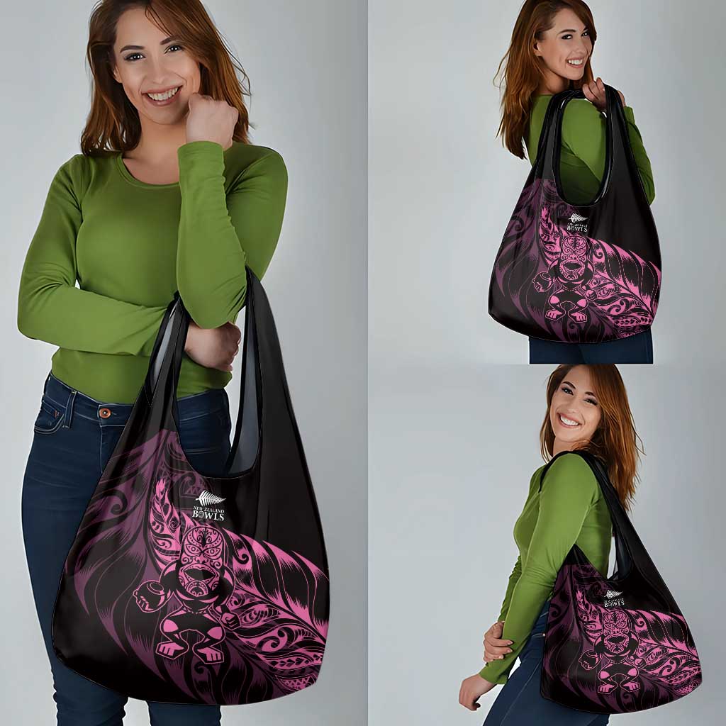 New Zealand Lawn Bowls Grocery Bag Pink Maori Warrior Tribal Silver Fern - Aussie Hoodie