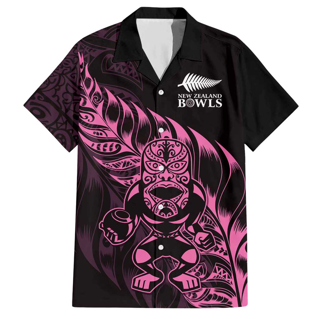 New Zealand Lawn Bowls Custom Hawaiian Shirt Pink Maori Warrior Tribal Silver Fern - Aussie Hoodie