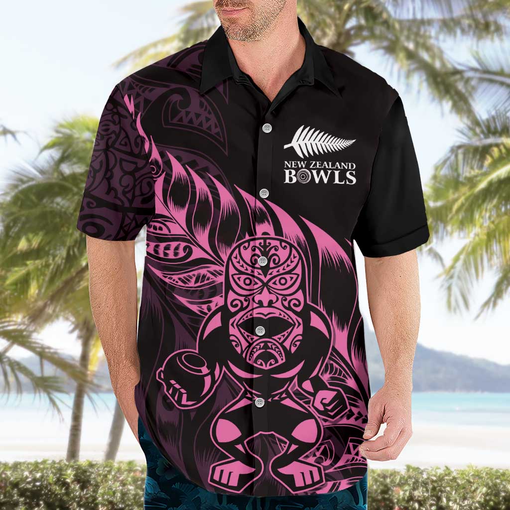 New Zealand Lawn Bowls Custom Hawaiian Shirt Pink Maori Warrior Tribal Silver Fern - Aussie Hoodie