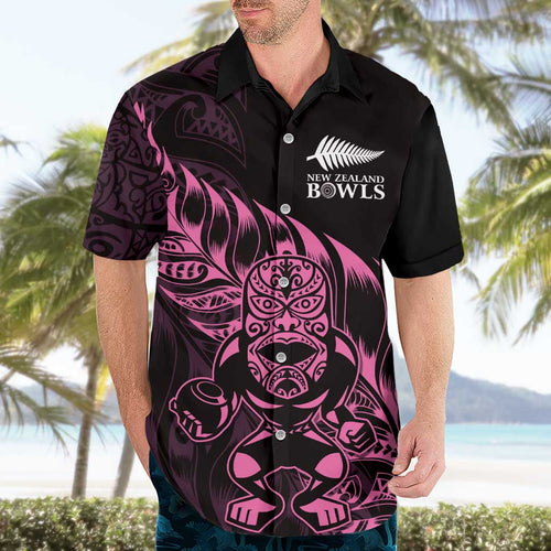 New Zealand Lawn Bowls Custom Hawaiian Shirt Pink Maori Warrior Tribal Silver Fern - Aussie Hoodie