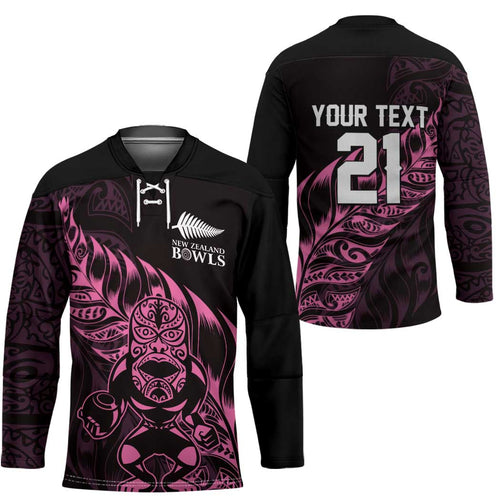 New Zealand Lawn Bowls Custom Hockey Jersey Pink Maori Warrior Tribal Silver Fern - Aussie Hoodie