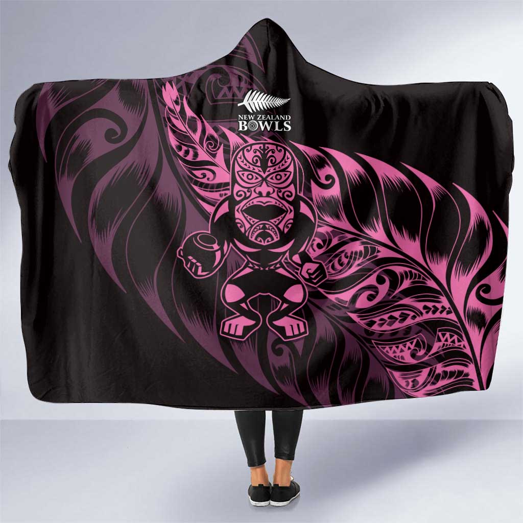 New Zealand Lawn Bowls Hooded Blanket Pink Maori Warrior Tribal Silver Fern - Aussie Hoodie