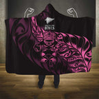 New Zealand Lawn Bowls Hooded Blanket Pink Maori Warrior Tribal Silver Fern - Aussie Hoodie