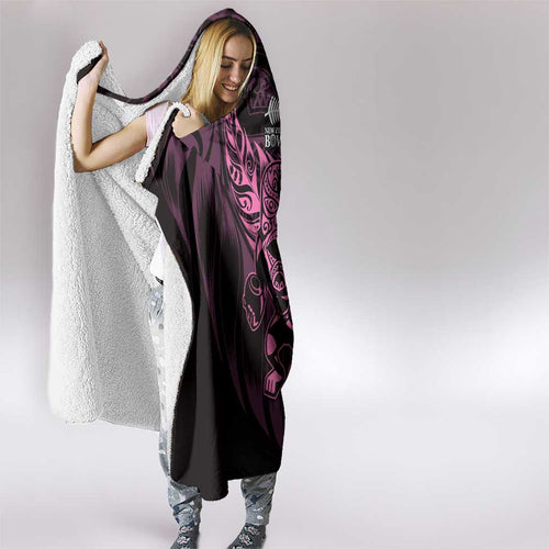 New Zealand Lawn Bowls Hooded Blanket Pink Maori Warrior Tribal Silver Fern - Aussie Hoodie