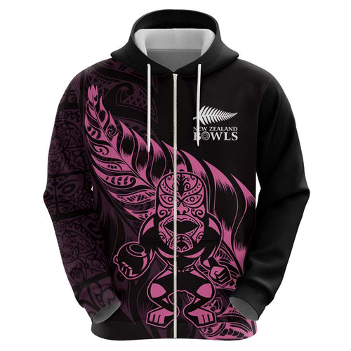 New Zealand Lawn Bowls Custom Hoodie Pink Maori Warrior Tribal Silver Fern - Aussie Hoodie