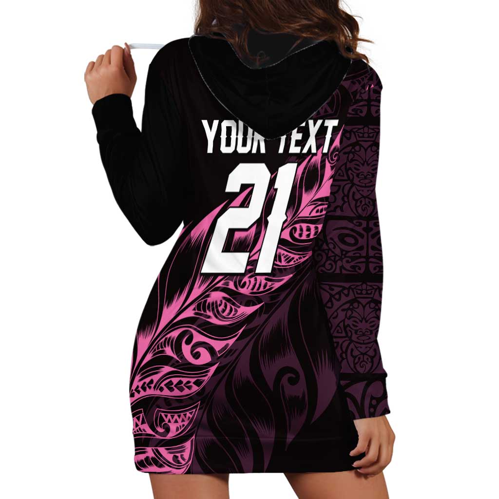New Zealand Lawn Bowls Custom Hoodie Dress Pink Maori Warrior Tribal Silver Fern - Aussie Hoodie
