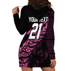 New Zealand Lawn Bowls Custom Hoodie Dress Pink Maori Warrior Tribal Silver Fern - Aussie Hoodie
