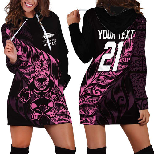 New Zealand Lawn Bowls Custom Hoodie Dress Pink Maori Warrior Tribal Silver Fern - Aussie Hoodie