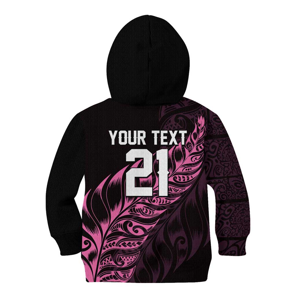 New Zealand Lawn Bowls Custom Kid Hoodie Pink Maori Warrior Tribal Silver Fern - Aussie Hoodie