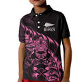 New Zealand Lawn Bowls Custom Kid Polo Shirt Pink Maori Warrior Tribal Silver Fern - Aussie Hoodie