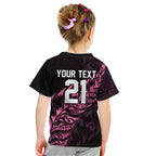 New Zealand Lawn Bowls Custom Kid T Shirt Pink Maori Warrior Tribal Silver Fern - Aussie Hoodie