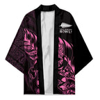 New Zealand Lawn Bowls Custom Kimono Pink Maori Warrior Tribal Silver Fern - Aussie Hoodie