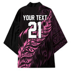 New Zealand Lawn Bowls Custom Kimono Pink Maori Warrior Tribal Silver Fern - Aussie Hoodie