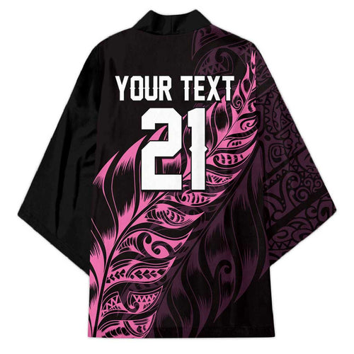 New Zealand Lawn Bowls Custom Kimono Pink Maori Warrior Tribal Silver Fern - Aussie Hoodie