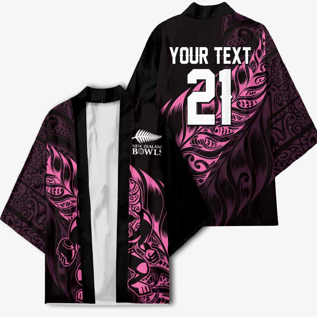 New Zealand Lawn Bowls Custom Kimono Pink Maori Warrior Tribal Silver Fern - Aussie Hoodie
