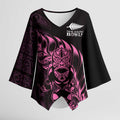 New Zealand Lawn Bowls Custom Kimono Sleeve Blouse Pink Maori Warrior Tribal Silver Fern - Aussie Hoodie