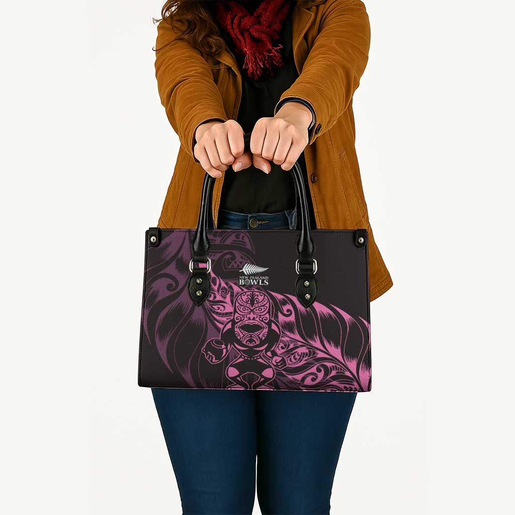 New Zealand Lawn Bowls Leather Bag Pink Maori Warrior Tribal Silver Fern - Aussie Hoodie