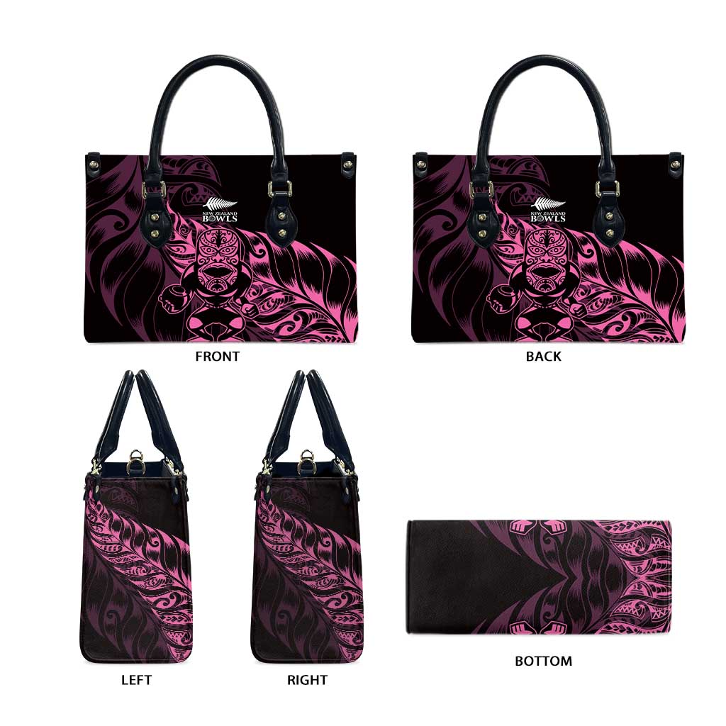 New Zealand Lawn Bowls Leather Bag Pink Maori Warrior Tribal Silver Fern - Aussie Hoodie