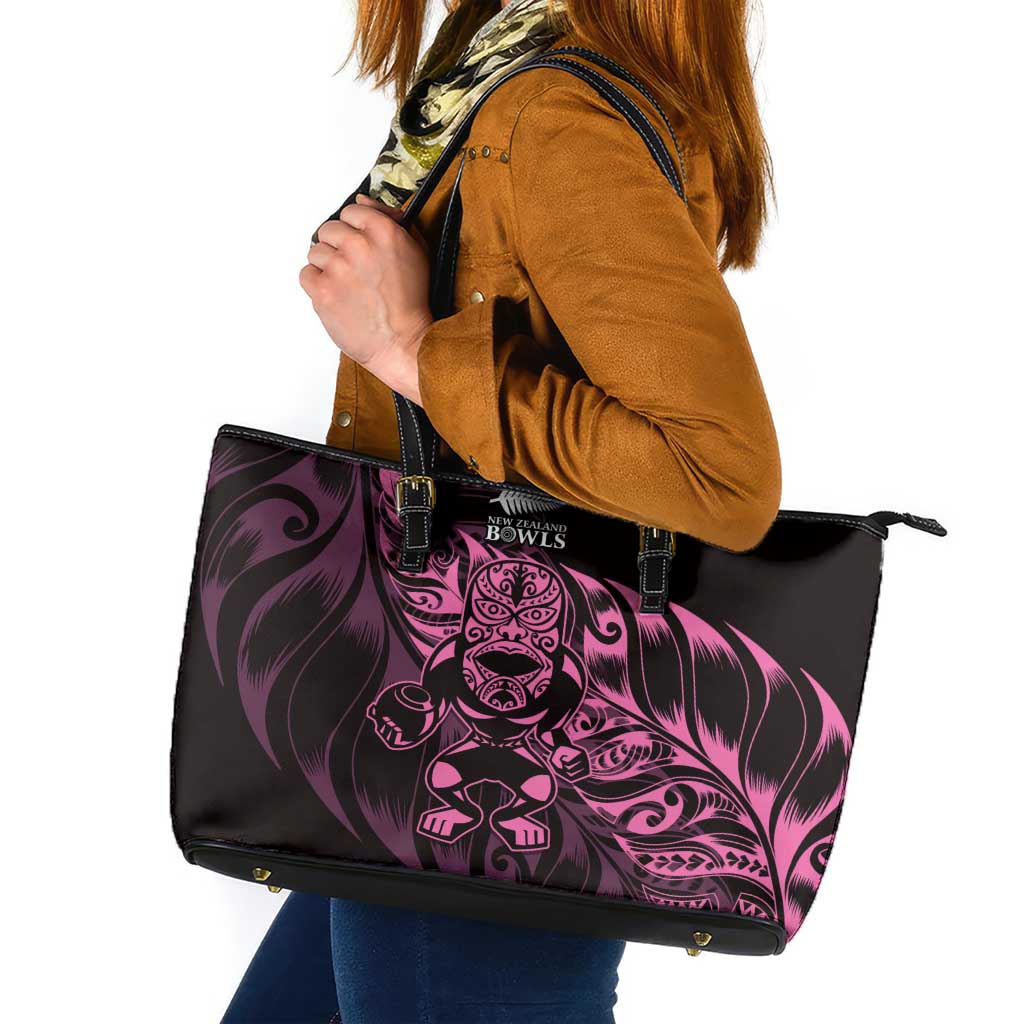 New Zealand Lawn Bowls Leather Tote Bag Pink Maori Warrior Tribal Silver Fern - Aussie Hoodie