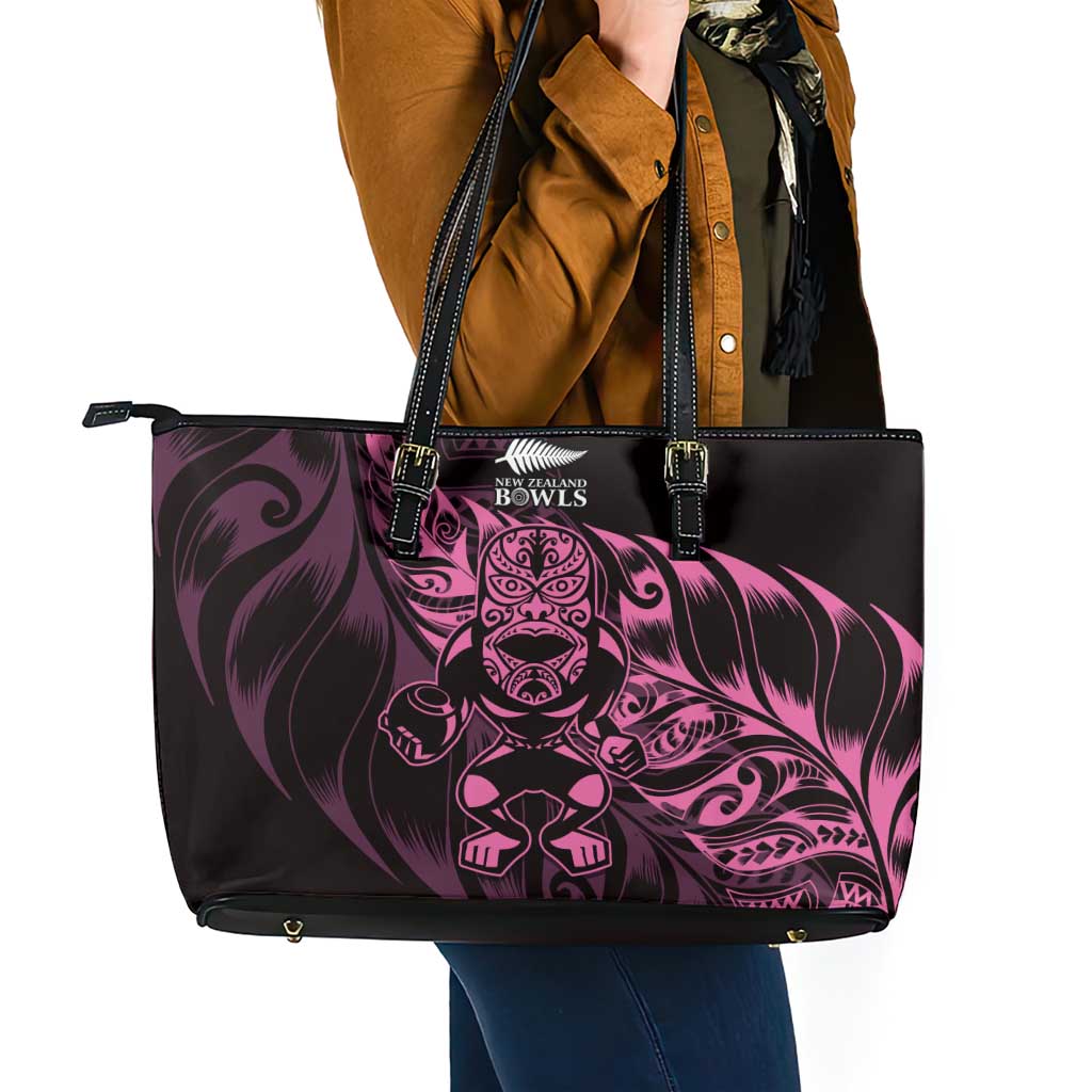 New Zealand Lawn Bowls Leather Tote Bag Pink Maori Warrior Tribal Silver Fern - Aussie Hoodie