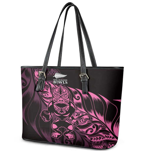 New Zealand Lawn Bowls Leather Tote Bag Pink Maori Warrior Tribal Silver Fern - Aussie Hoodie