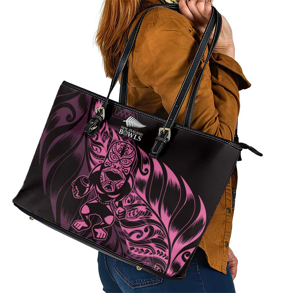 New Zealand Lawn Bowls Leather Tote Bag Pink Maori Warrior Tribal Silver Fern - Aussie Hoodie