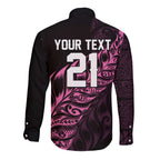 New Zealand Lawn Bowls Custom Long Sleeve Button Shirt Pink Maori Warrior Tribal Silver Fern - Aussie Hoodie