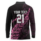 New Zealand Lawn Bowls Custom Long Sleeve Polo Shirt Pink Maori Warrior Tribal Silver Fern - Aussie Hoodie