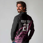 New Zealand Lawn Bowls Custom Long Sleeve Polo Shirt Pink Maori Warrior Tribal Silver Fern - Aussie Hoodie