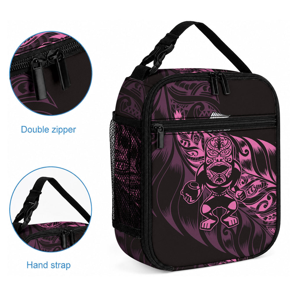 New Zealand Lawn Bowls Lunch Bag Pink Maori Warrior Tribal Silver Fern