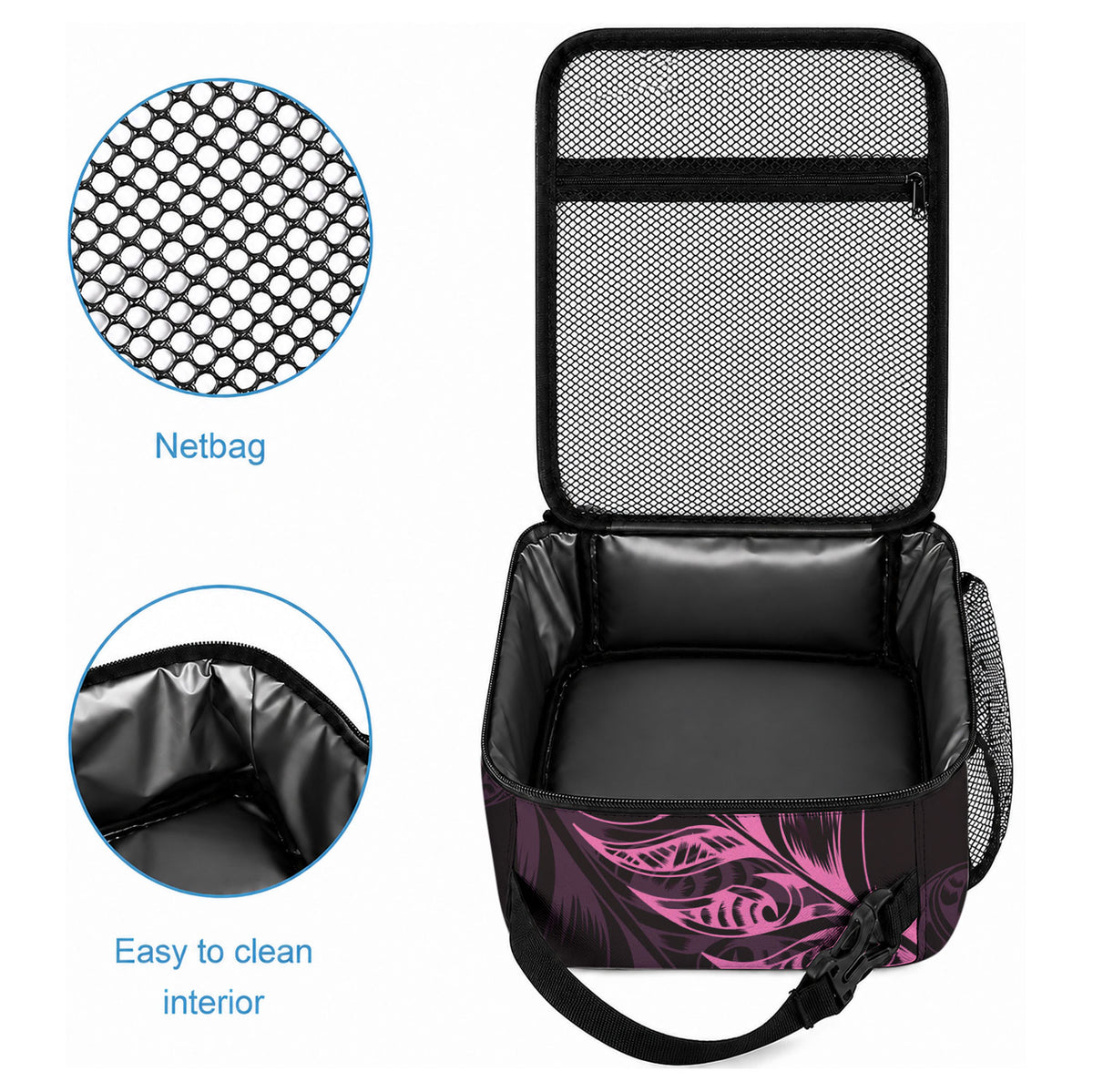 New Zealand Lawn Bowls Lunch Bag Pink Maori Warrior Tribal Silver Fern