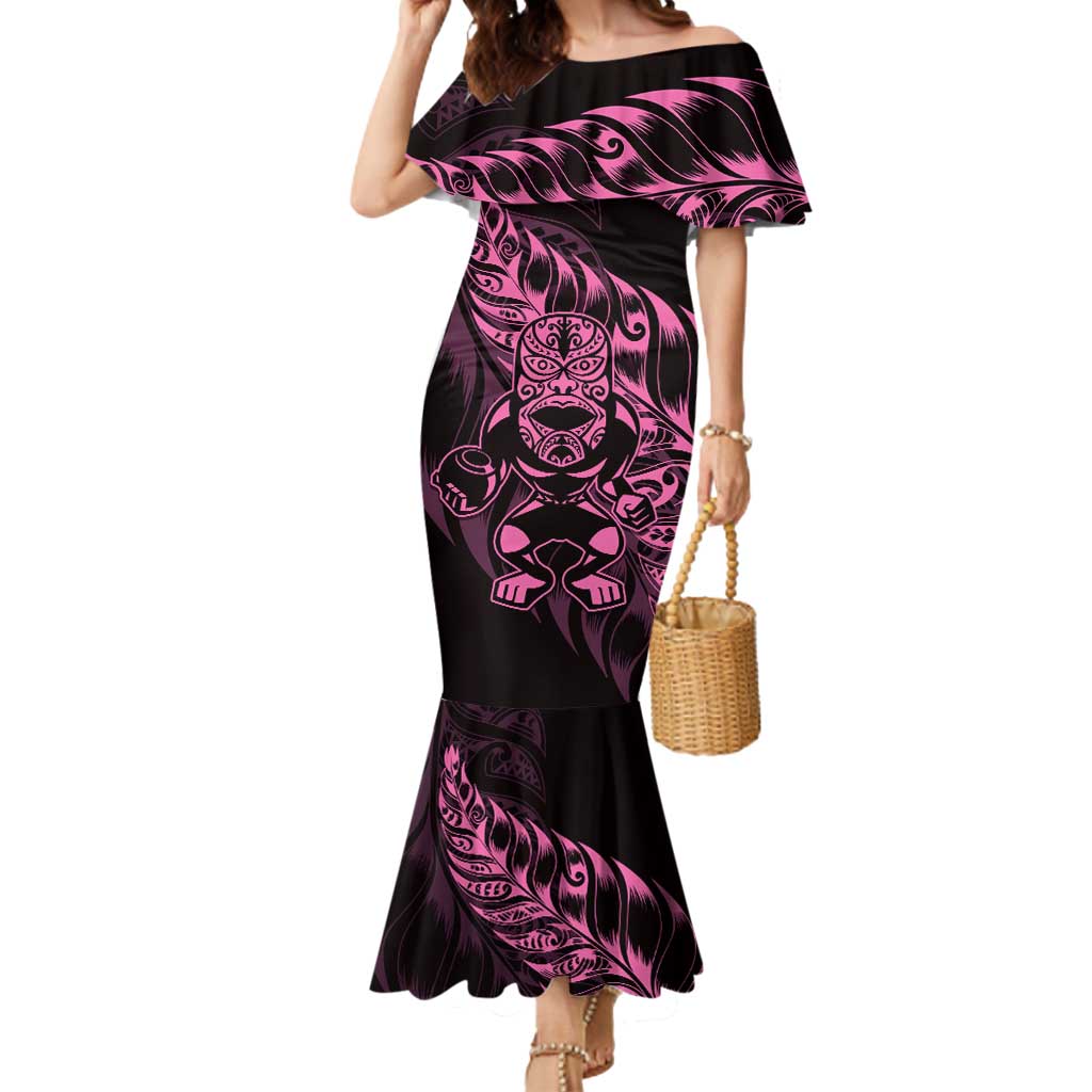 New Zealand Lawn Bowls Custom Mermaid Dress Pink Maori Warrior Tribal Silver Fern - Aussie Hoodie