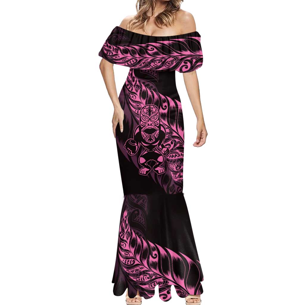 New Zealand Lawn Bowls Custom Mermaid Dress Pink Maori Warrior Tribal Silver Fern - Aussie Hoodie