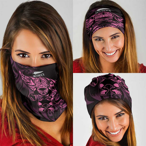 New Zealand Lawn Bowls Neck Gaiter Pink Maori Warrior Tribal Silver Fern - Aussie Hoodie
