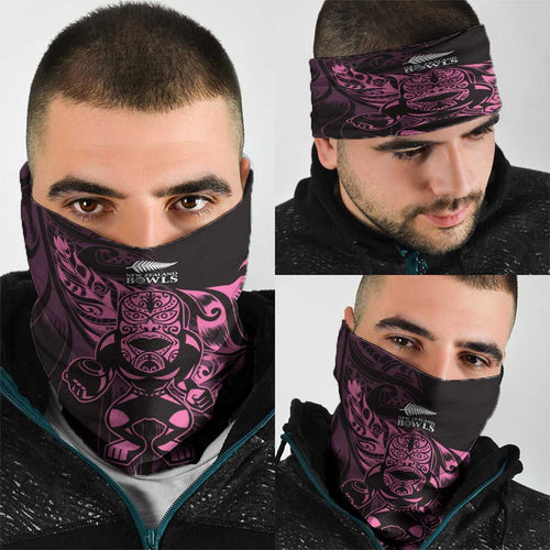 New Zealand Lawn Bowls Neck Gaiter Pink Maori Warrior Tribal Silver Fern - Aussie Hoodie