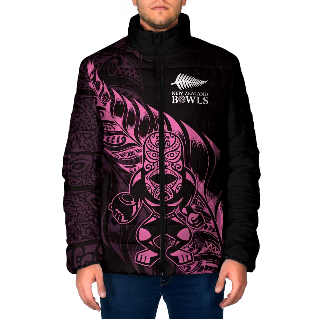 New Zealand Lawn Bowls Custom Padded Jacket Pink Maori Warrior Tribal Silver Fern - Aussie Hoodie