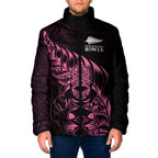 New Zealand Lawn Bowls Custom Padded Jacket Pink Maori Warrior Tribal Silver Fern - Aussie Hoodie