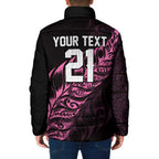New Zealand Lawn Bowls Custom Padded Jacket Pink Maori Warrior Tribal Silver Fern - Aussie Hoodie