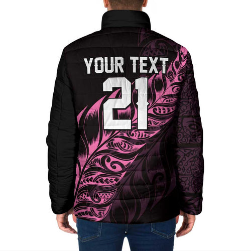 New Zealand Lawn Bowls Custom Padded Jacket Pink Maori Warrior Tribal Silver Fern - Aussie Hoodie