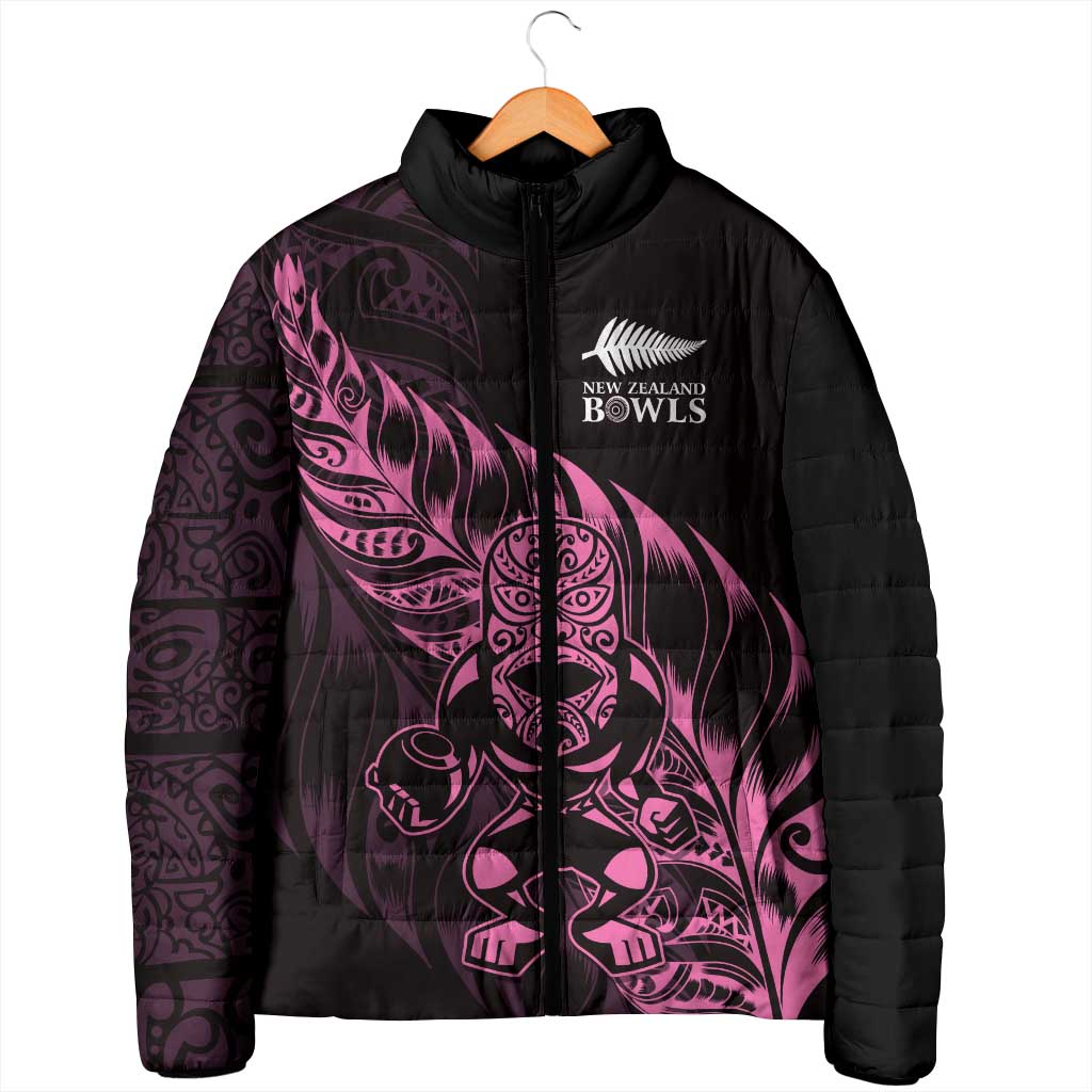 New Zealand Lawn Bowls Custom Padded Jacket Pink Maori Warrior Tribal Silver Fern - Aussie Hoodie